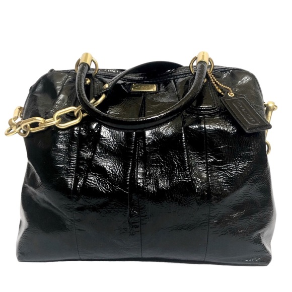 Coach Kristin (Retired) Black Patent Leather Pleated Satchel style 16016 - Picture 5 of 16